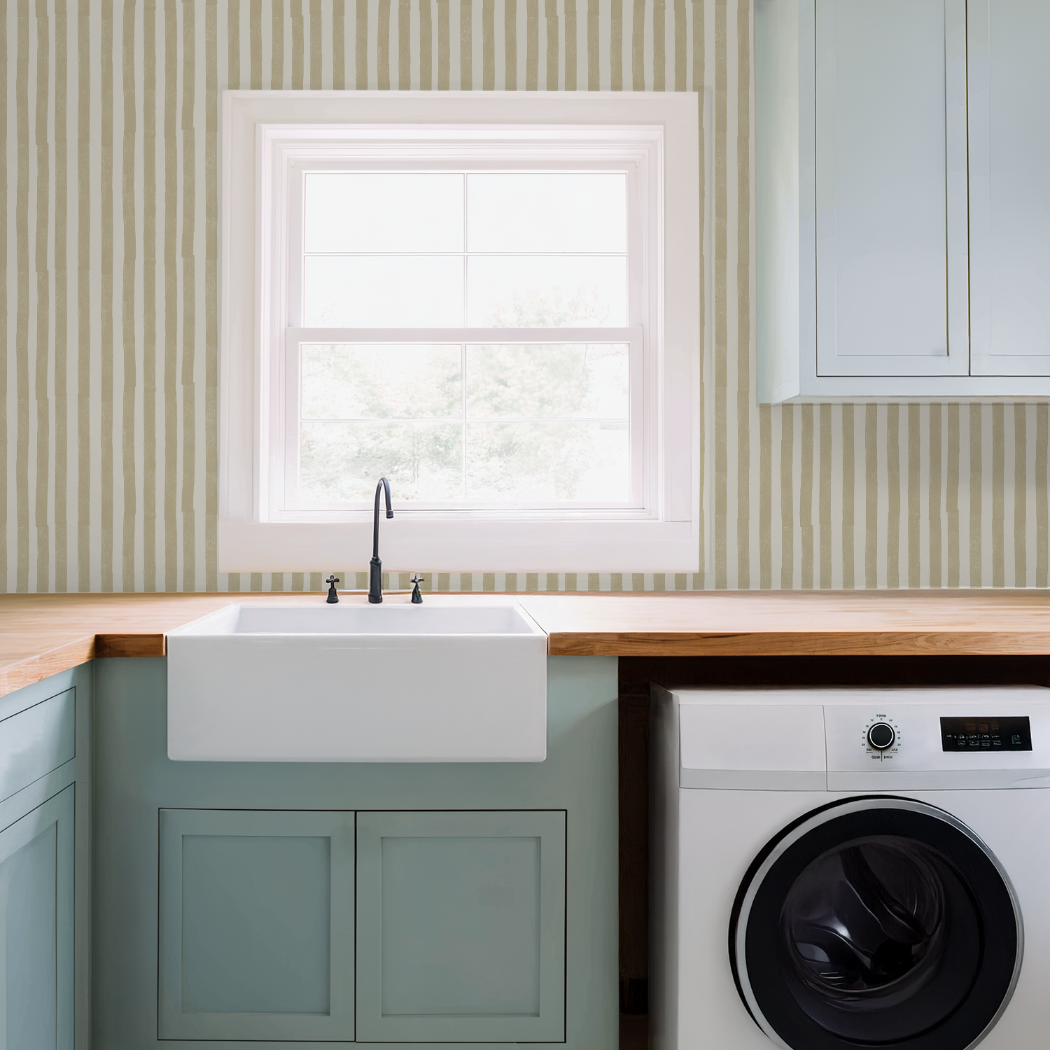 Small Block Printed Stripe (Bone)