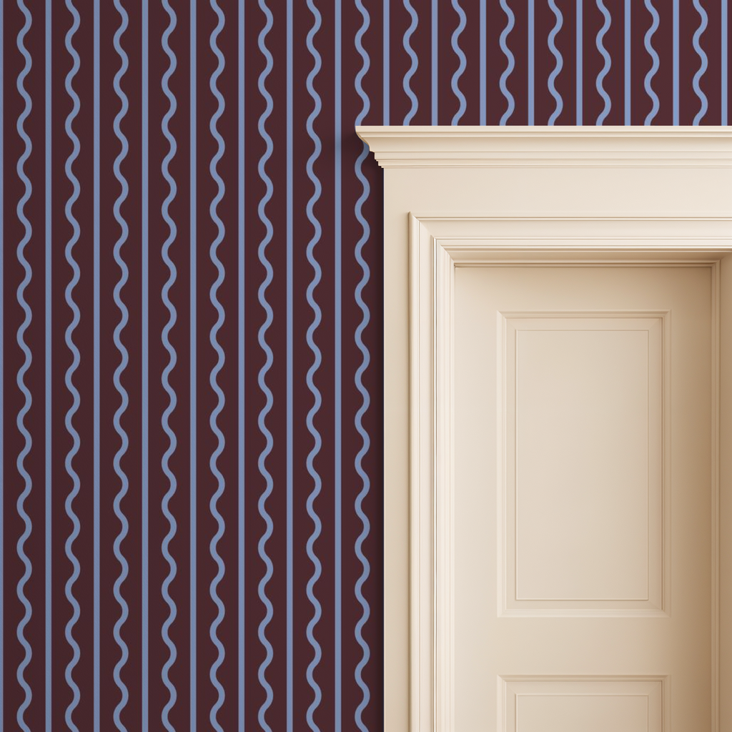 Squiggle & Stripe (Sangria & Powder Blue)