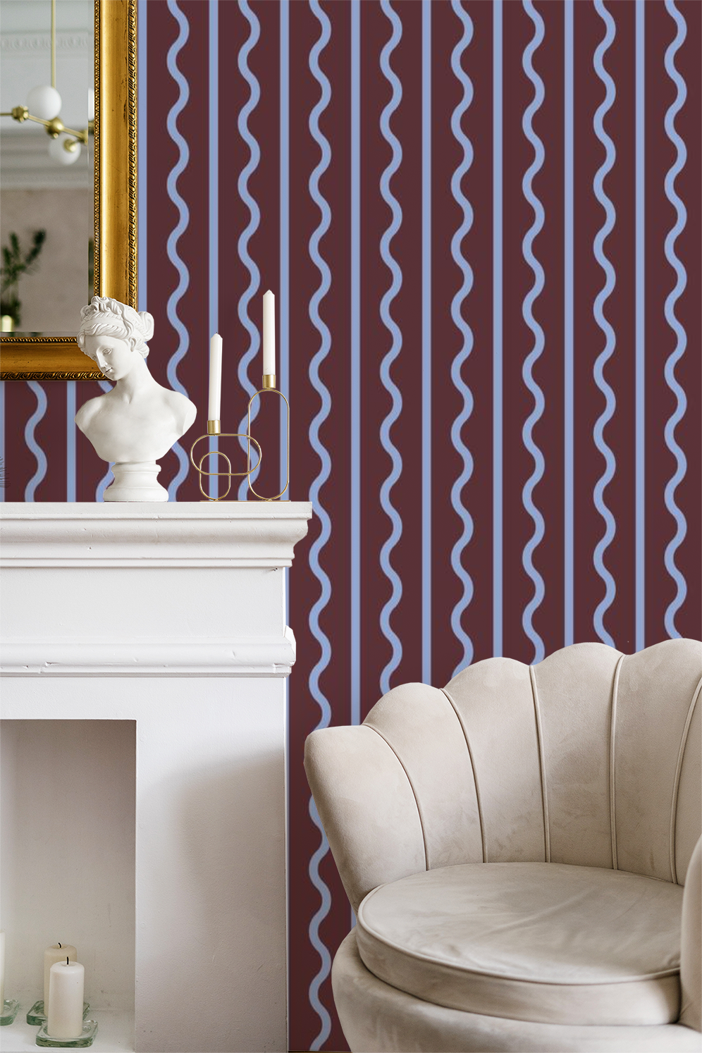 Squiggle & Stripe (Sangria & Powder Blue)