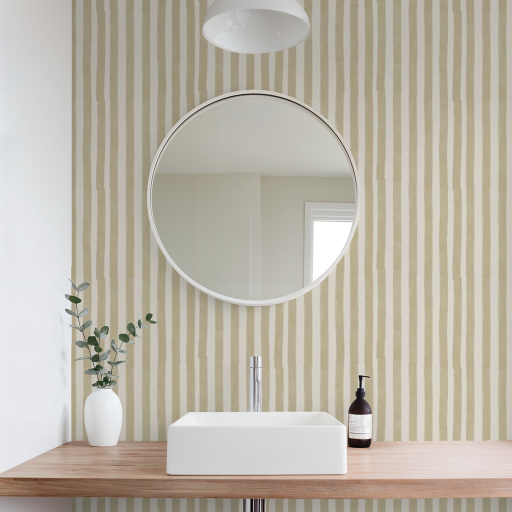 Small Block Printed Stripe (Bone)