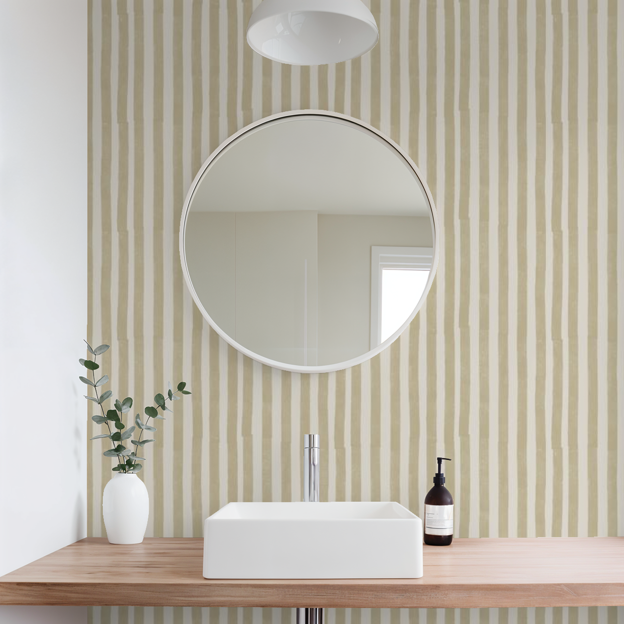 Small Block Printed Stripe (Bone)