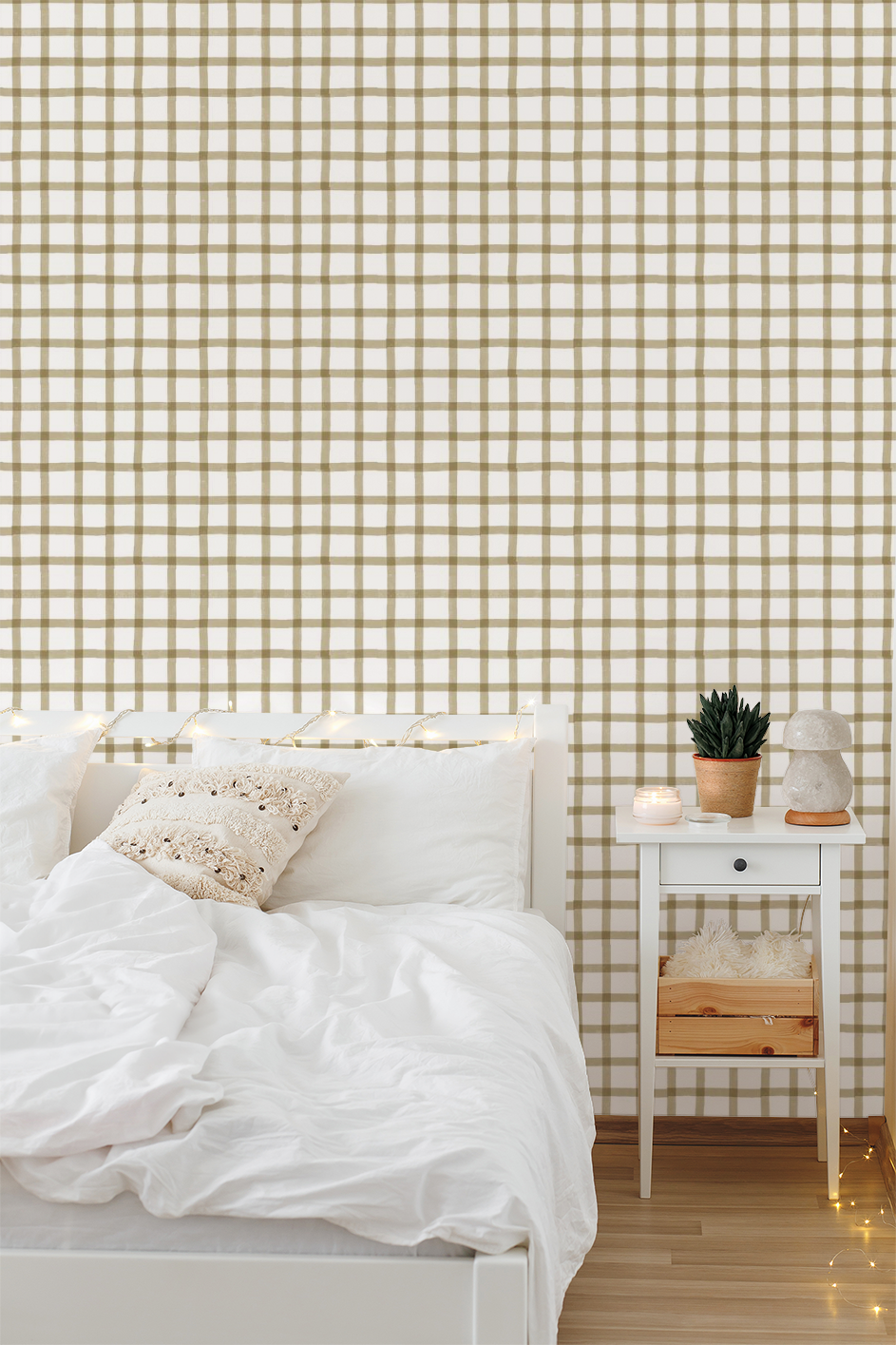 Block Printed Plaid (Bone)