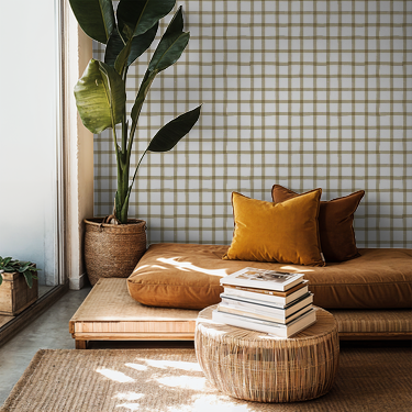 Block Printed Plaid (Bone)